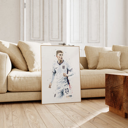 England Fussball Poster  · Geschenkidee · Aquarell Sport Wandbild · Deko Print ohne Rahmen