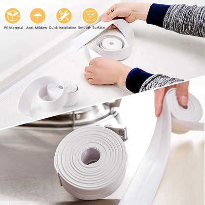Lookrover Bathroom Bath Sealing Strip Tape PVC Mildew Resistant – White 1m/2m/3.2m