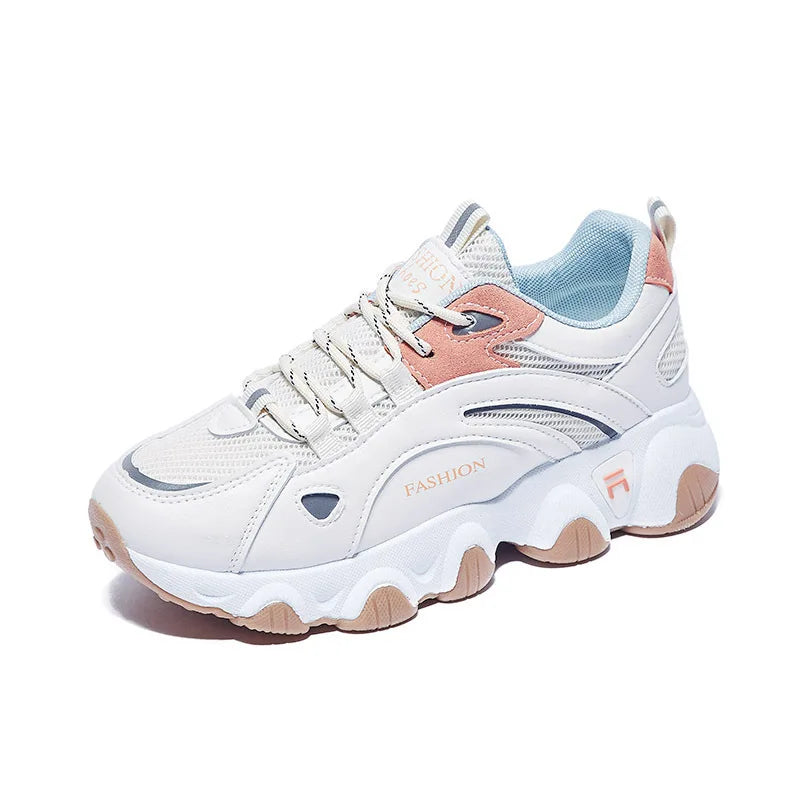 Lookrover Women's Casual Thick-Sole Sneakers Lightweight Platform Lace-Up