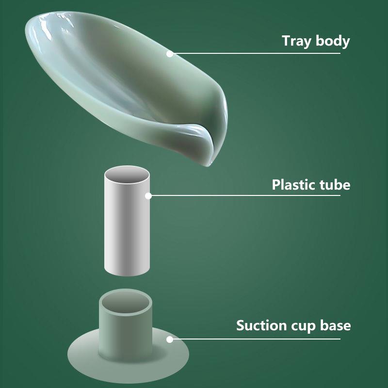 Lookrover Leaf Shape Soap Holder Bathroom Drain Tray ABS – Mint Green / Gray