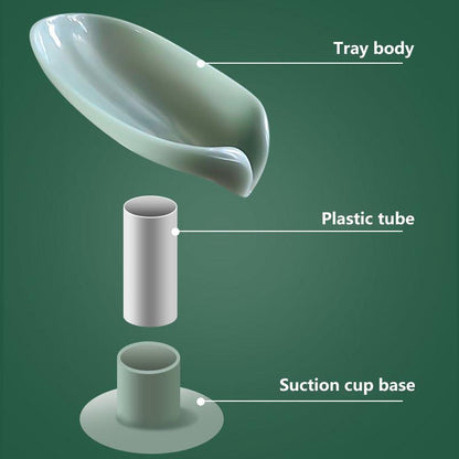 Lookrover Leaf Shape Soap Holder Bathroom Drain Tray ABS – Mint Green / Gray