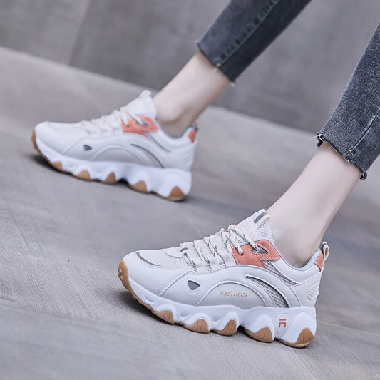 Lookrover Women's Casual Thick-Sole Sneakers Lightweight Platform Lace-Up