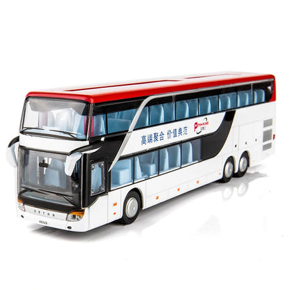 Lookrover 1:32 Double Decker Sightseeing Bus Alloy Pull Back Flash Toy Vehicle Car