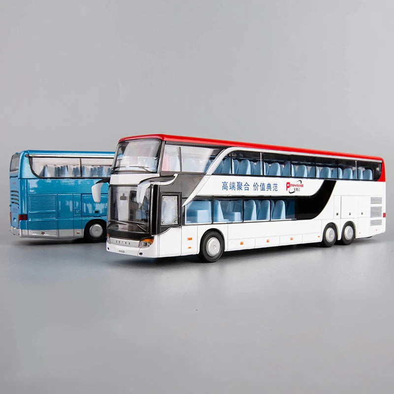 Lookrover 1:32 Double Decker Sightseeing Bus Alloy Pull Back Flash Toy Vehicle Car