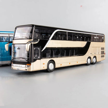 Lookrover 1:32 Double Decker Sightseeing Bus Alloy Pull Back Flash Toy Vehicle Car