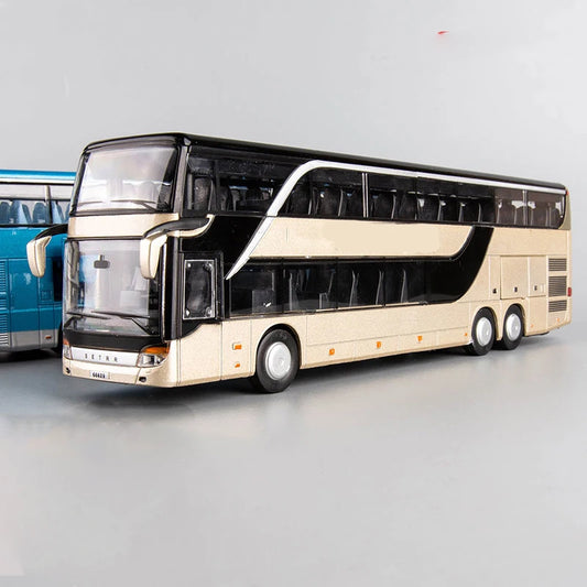 Lookrover 1:32 Double Decker Sightseeing Bus Alloy Pull Back Flash Toy Vehicle Car