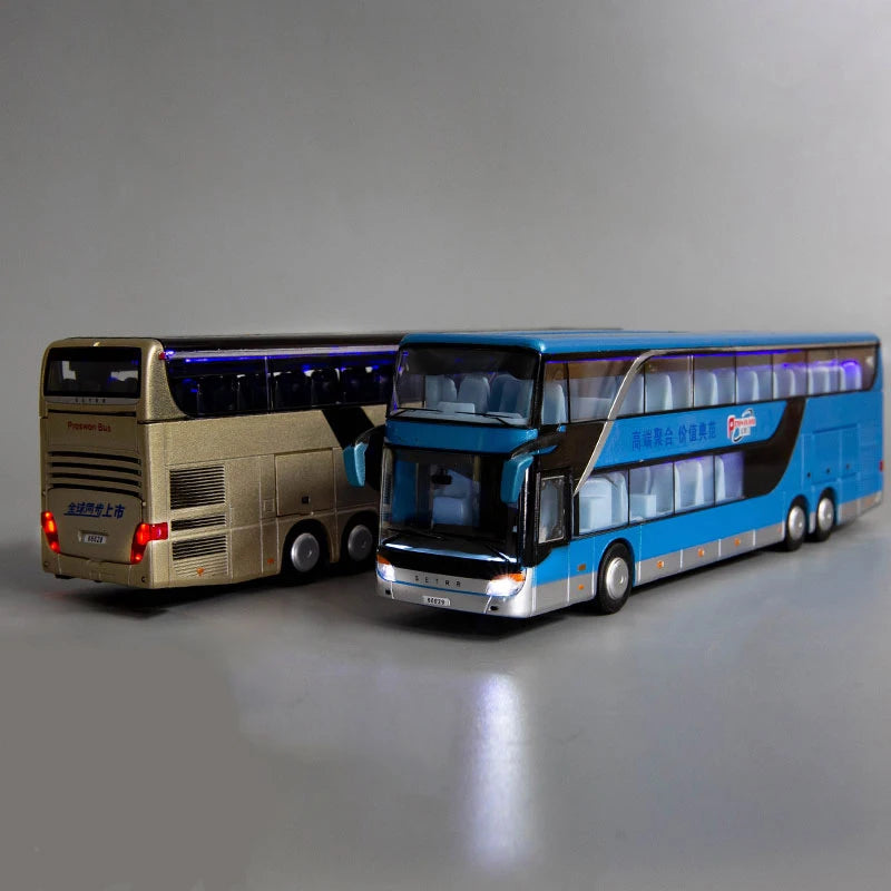 Lookrover 1:32 Double Decker Sightseeing Bus Alloy Pull Back Flash Toy Vehicle Car