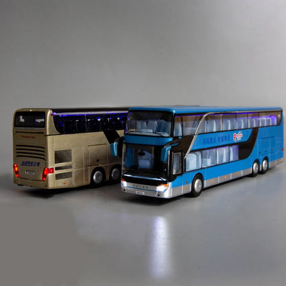 Lookrover 1:32 Double Decker Sightseeing Bus Alloy Pull Back Flash Toy Vehicle Car