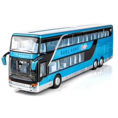Lookrover 1:32 Double Decker Sightseeing Bus Alloy Pull Back Flash Toy Vehicle Car