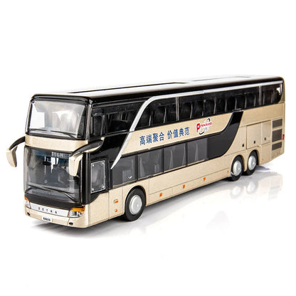 Lookrover 1:32 Double Decker Sightseeing Bus Alloy Pull Back Flash Toy Vehicle Car