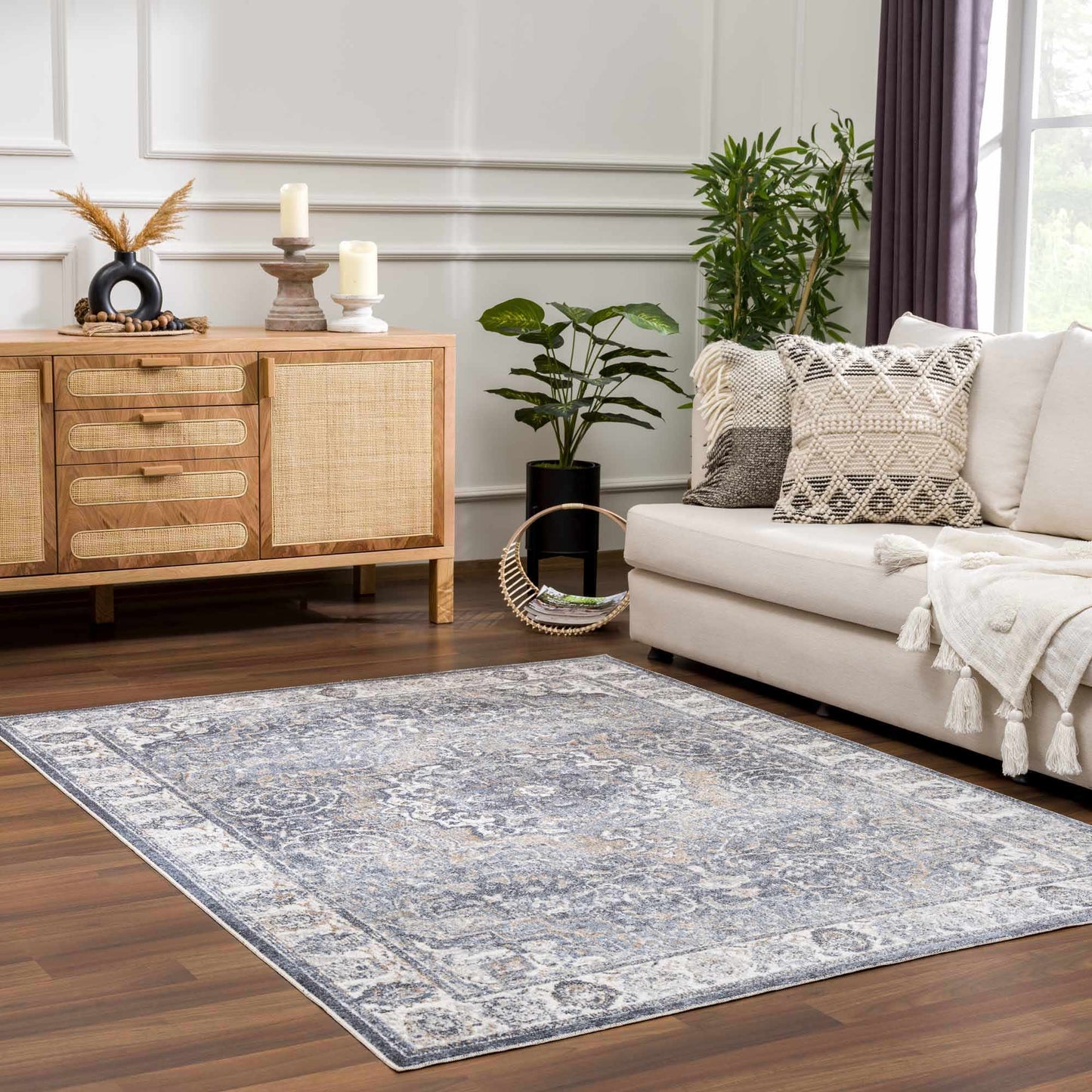 Aurum Blue Washable Area Rug