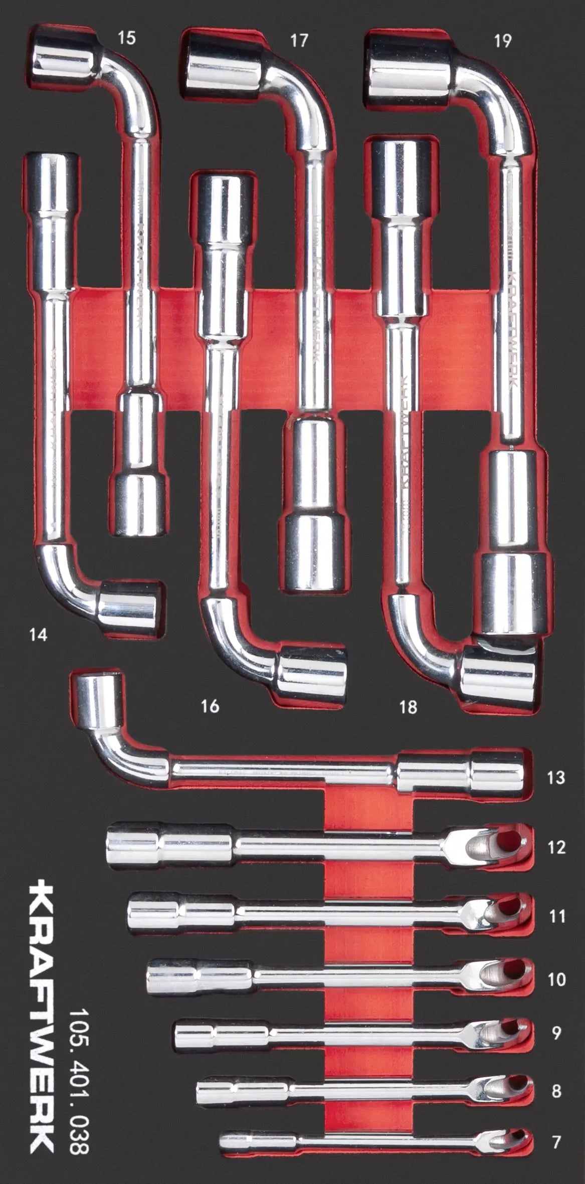 pro line eva3 pfeifenkopfschlüssel 7-19 mm 20x40 13-tlg.