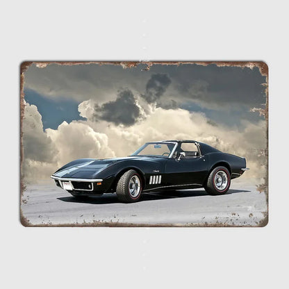 Lookrover C3 Corvette Stingray Classic Car Metal Tin Sign Poster Garage Room Decor Wall Art
