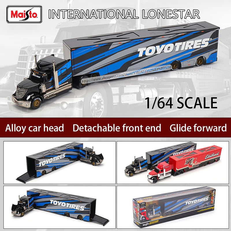 Lookrover Maisto 1:64 1993 International LoneStar 454 Transport Trailer Alloy Simulation Model Collection