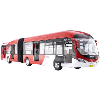 Lookrover 1:32 Articulated Double Section Bus Diecast Pull Back Sound Light Open Doors Collection Gift