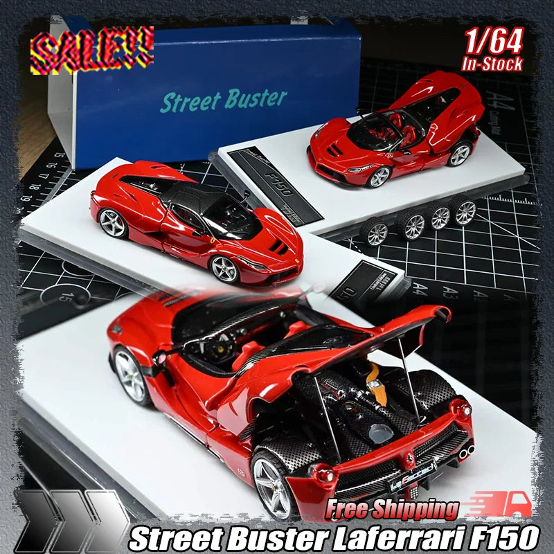 Lookrover Street Buster LaFerrari F150 1:64 Alloy Die-Cast Car Model Red with Extra Wheels