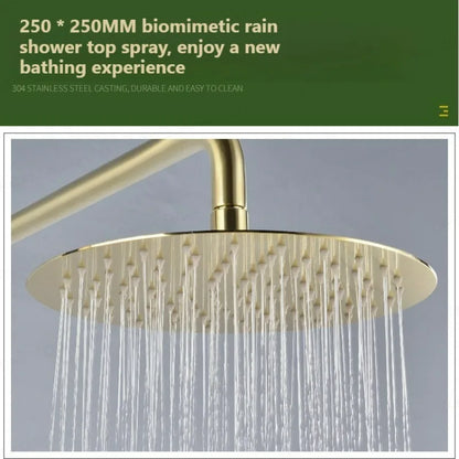 Lookrover Concealed Rain Shower Set Gold & Black Wall Mount Thermostatic System