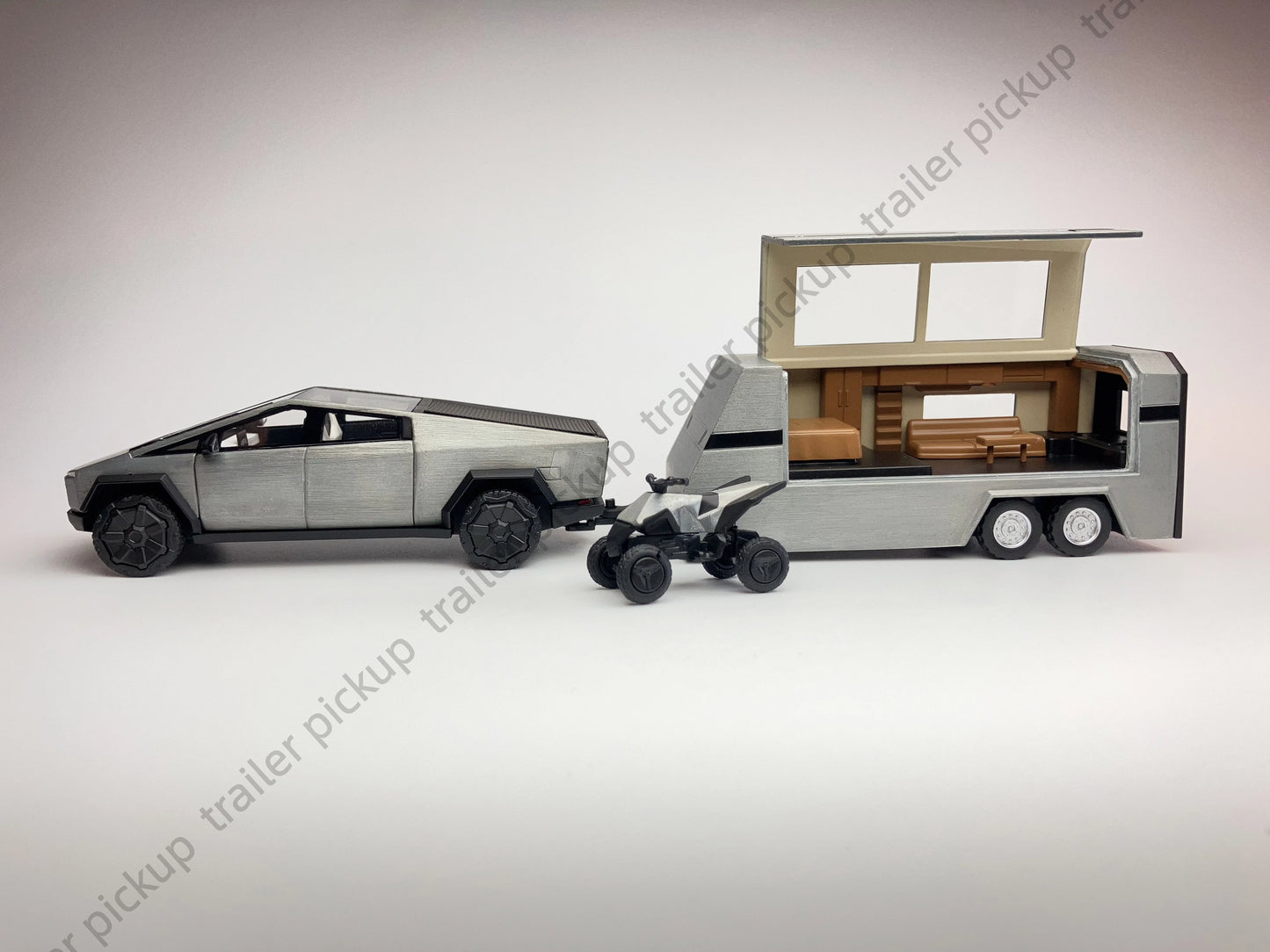 Lookrover DM 1:64 Tesla Cybertruck EV Pickup Trailer Diecast Model Limited Edition Alloy Collection