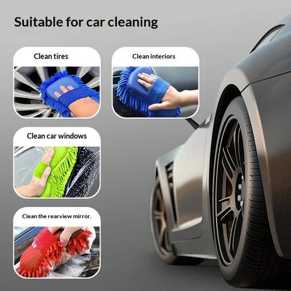 Lookrover Microfiber Car Wash Gloves Ultra Absorbent Scratch-Free Auto Cleaning Tool 1/2pcs