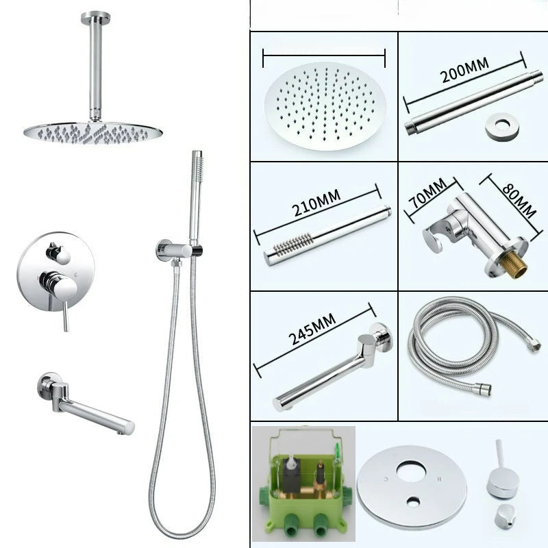 Lookrover Concealed Rain Shower Set Gold & Black Wall Mount Thermostatic System