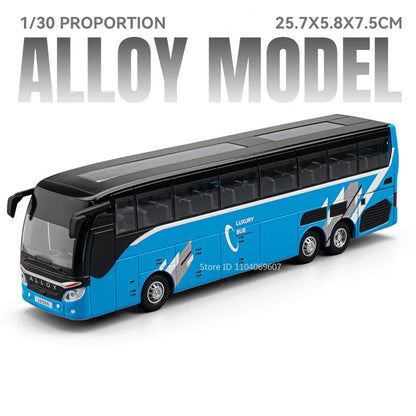 Lookrover 1:30 Double Decker Long-Distance Bus Alloy Diecast Sound Light Pull Back Doors Kids Gift