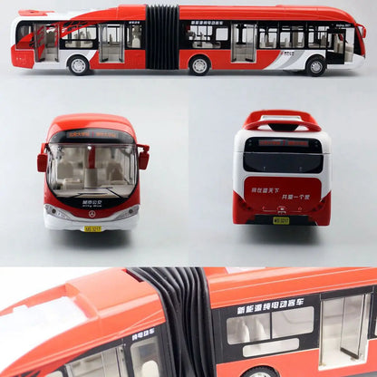 Lookrover 1:32 Articulated Double Section Bus Diecast Pull Back Sound Light Open Doors Collection Gift