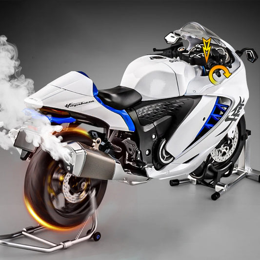 Lookrover Suzuki Hayabusa 1:6 Scale Motorcycle Model Toy Shock Absorption Sprayable Boys Hobby
