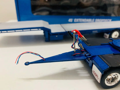 Lookrover 1:50 Die-Cast Extendable Dropdeck Trailer Truck Model 45ft Blue Scene Decoration Gift