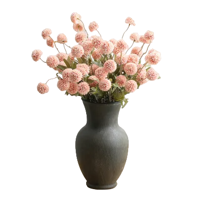 Lookrover 5-Head Pink Dandelion Flower Ball DIY Bouquet Kit Silk Fake Flowers Home Decor
