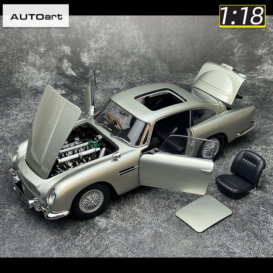 Lookrover Autoart 1:18 Aston Martin DB5 Goldfinger Silver Full-Open Doors Diecast Model