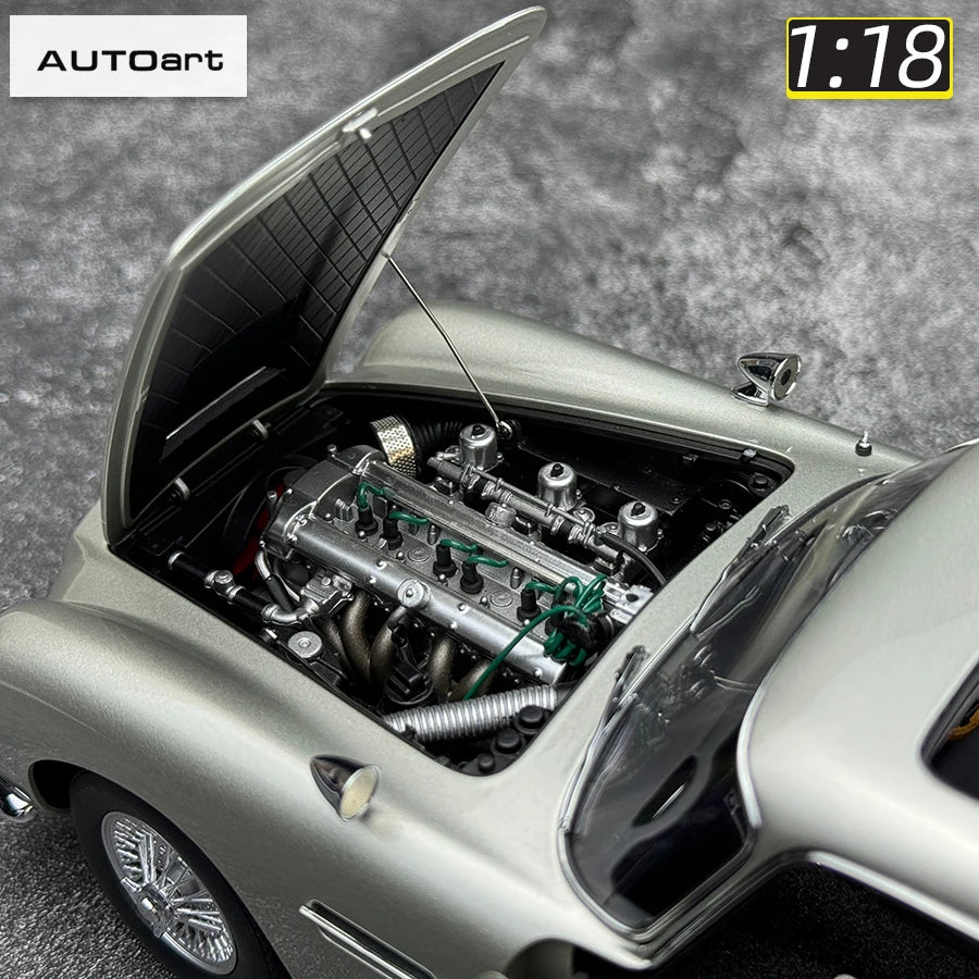 Lookrover Autoart 1:18 Aston Martin DB5 Goldfinger Silver Full-Open Doors Diecast Model