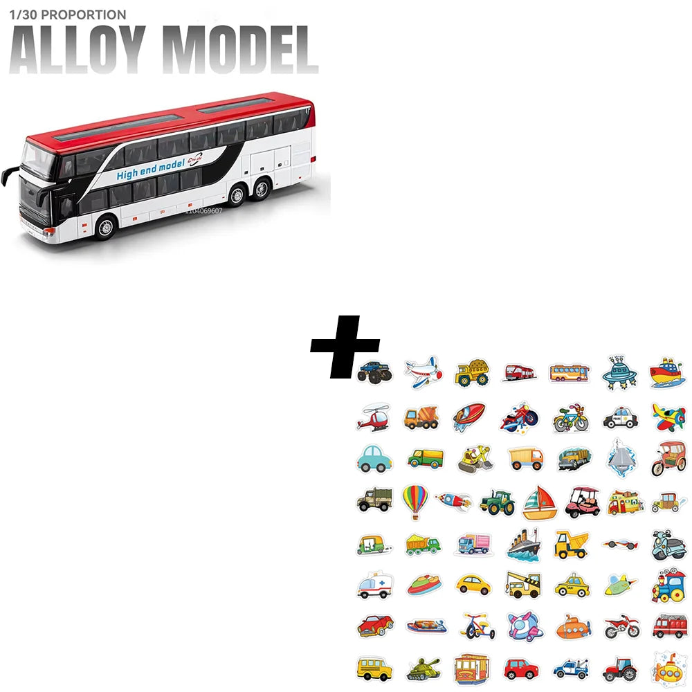 Lookrover 1:30 Business Long-Distance Bus Alloy Diecast Pull Back Sound Light Ornament Kids Gift