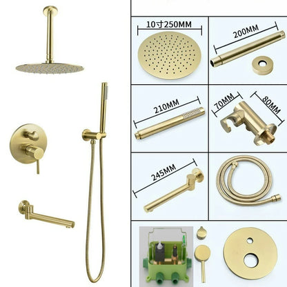 Lookrover Concealed Rain Shower Set Gold & Black Wall Mount Thermostatic System