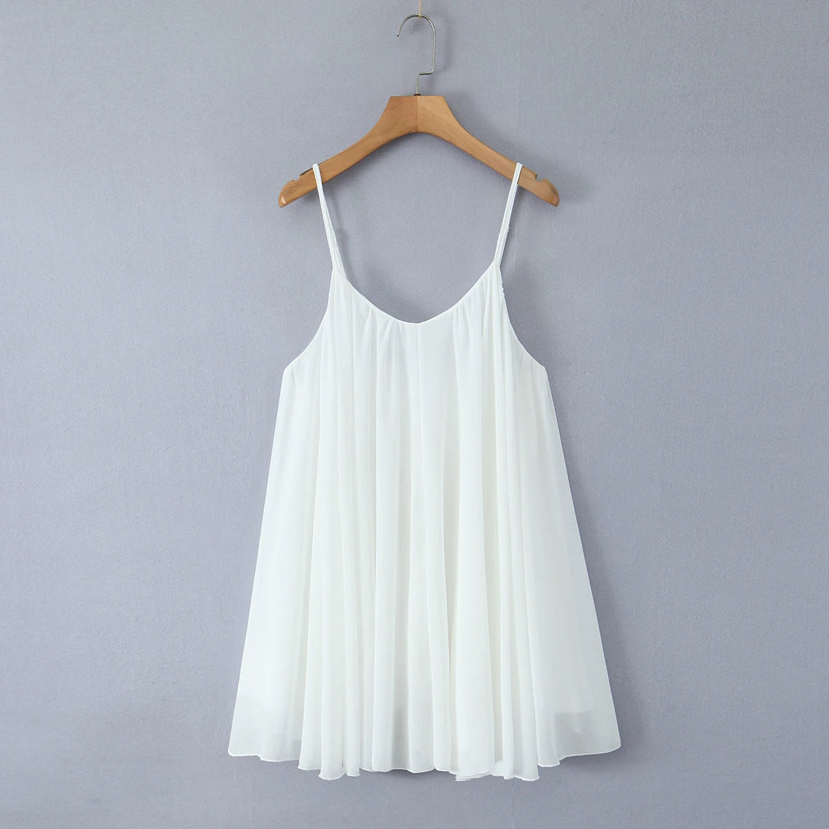 WHITE Color Women’s Backless Swing Mini Dress With Spaghetti Straps