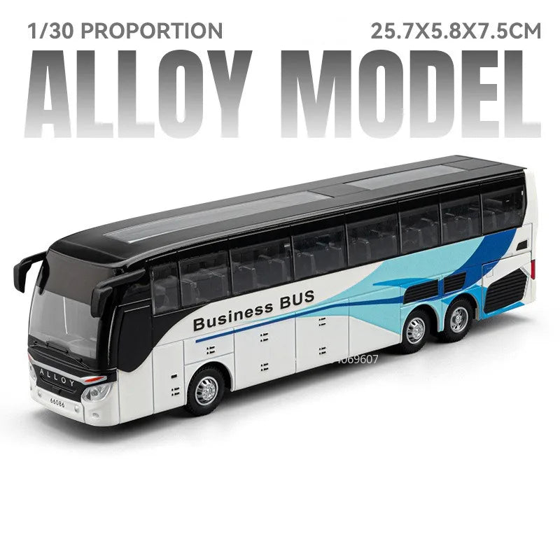 Lookrover 1:30 Double Decker Long-Distance Bus Alloy Diecast Sound Light Pull Back Doors Kids Gift