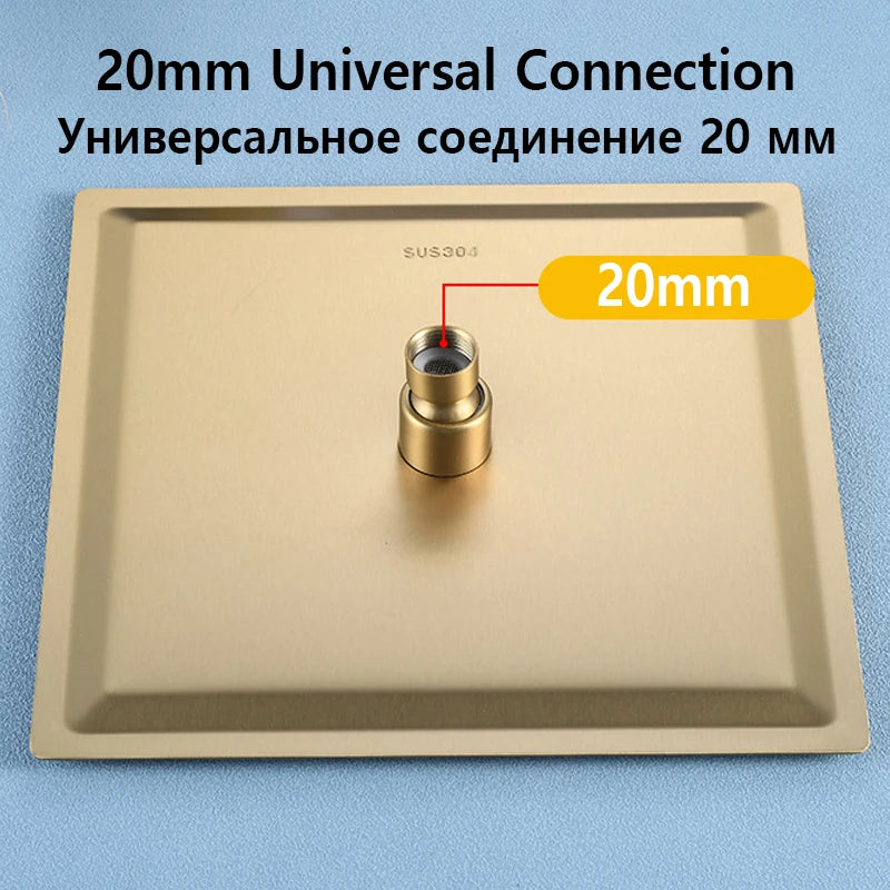Lookrover Luxury Gold Rainfall Shower Head Round Ceiling Mount High-Pressure
