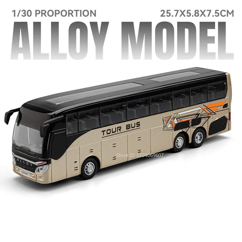 Lookrover 1:30 Double Decker Long-Distance Bus Alloy Diecast Sound Light Pull Back Doors Kids Gift