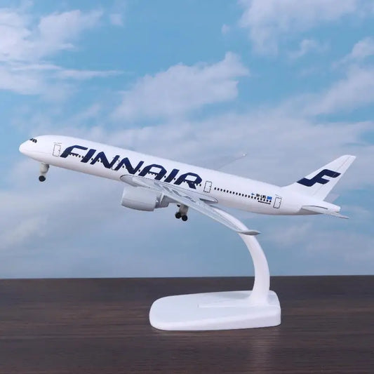 Lookrover Airbus A350 Finnair Airplane Model Alloy Metal 20cm with Wheels Display Kit