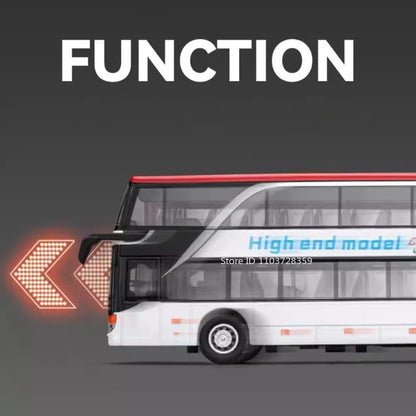 Lookrover 1:30 Business Long-Distance Bus Alloy Diecast Pull Back Sound Light Ornament Kids Gift