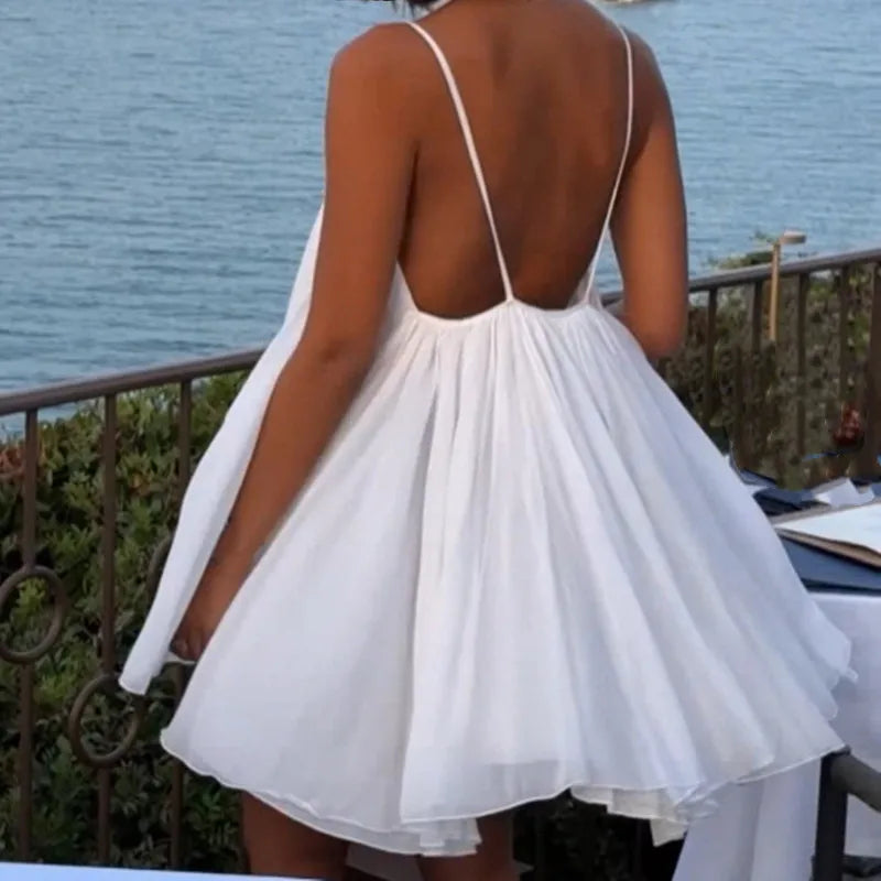 Women’s Backless Swing Mini Dress With Spaghetti Straps