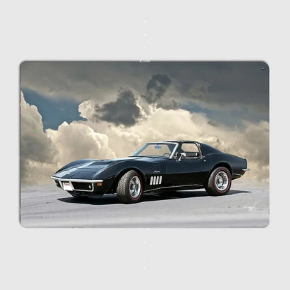 Lookrover C3 Corvette Stingray Classic Car Metal Tin Sign Poster Garage Room Decor Wall Art