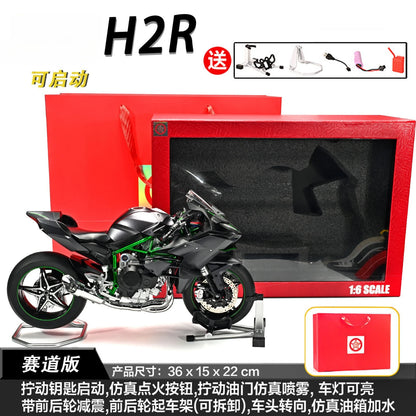 Lookrover Kawasaki H2R 1:6 Alloy Motorcycle Model Simulation Locomotive Spray Diecast Collectible