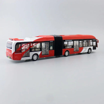 Lookrover 1:32 Articulated Double Section Bus Diecast Pull Back Sound Light Open Doors Collection Gift