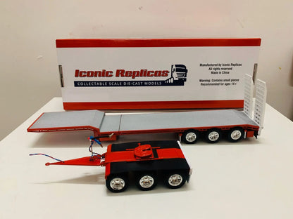 Lookrover 1:50 Die-Cast Extendable Dropdeck Trailer Truck Model 45ft Blue Scene Decoration Gift