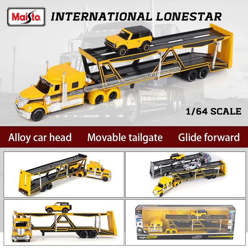 Lookrover Maisto 1:64 1993 International LoneStar 454 Transport Trailer Alloy Simulation Model Collection