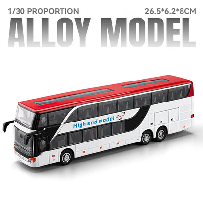 Lookrover Luxury Electric Airport Business Bus Alloy Diecast Sound Light City Tour Model Kids Toy Gift