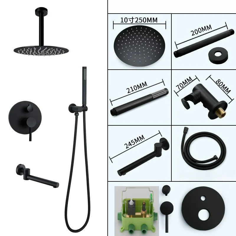 Lookrover Concealed Rain Shower Set Gold & Black Wall Mount Thermostatic System