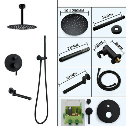 Lookrover Concealed Rain Shower Set Gold & Black Wall Mount Thermostatic System