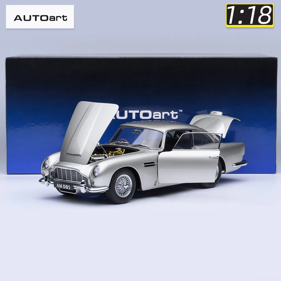 Lookrover Autoart 1:18 Aston Martin DB5 Birch Silver Full-Open Doors Diecast Sports Car Model