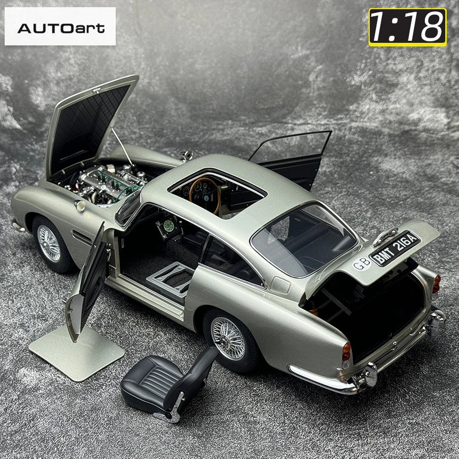 Lookrover Autoart 1:18 Aston Martin DB5 Goldfinger Silver Full-Open Doors Diecast Model